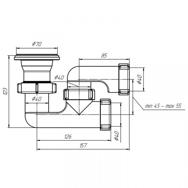 Сифон для душевого поддона Ани пласт регулируемый 1 1/2"*40, E210