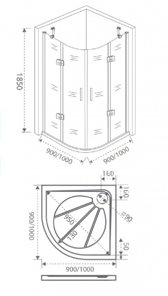 Душевая кабина Bas SATURN R-100-C-CH