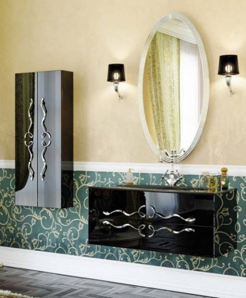 Тумба подвесная Clarberg Due amanti 120 с умывальником Elegance 120, цвет черный БЕЗ РУЧЕК, DUE0112B