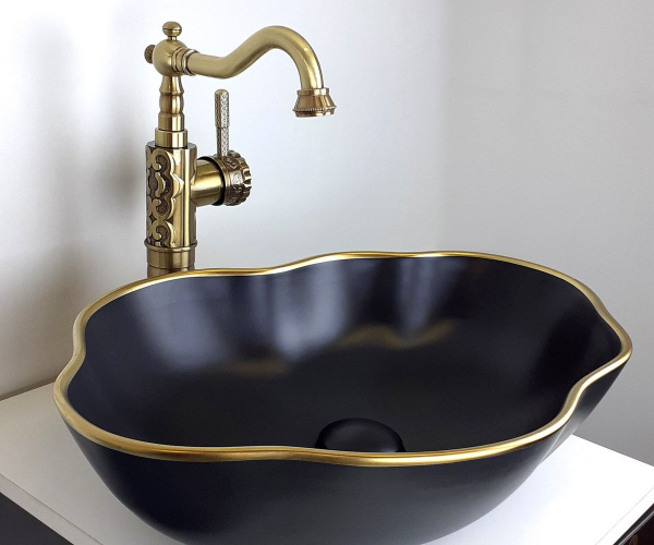 Раковина-чаша Bronze De Luxe черная, 500х380х130, 1395
