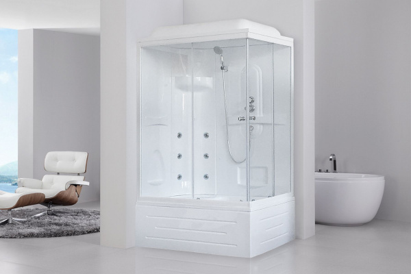 Гидромассажный бокс Royal Bath  120х80х217, прозрачное  стекло, белый профиль, левая, RB 8120BP2-T-L