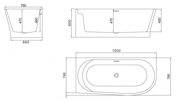 Ванна акриловая BelBagno 150*78 см, белая, BB410-1500-780-L