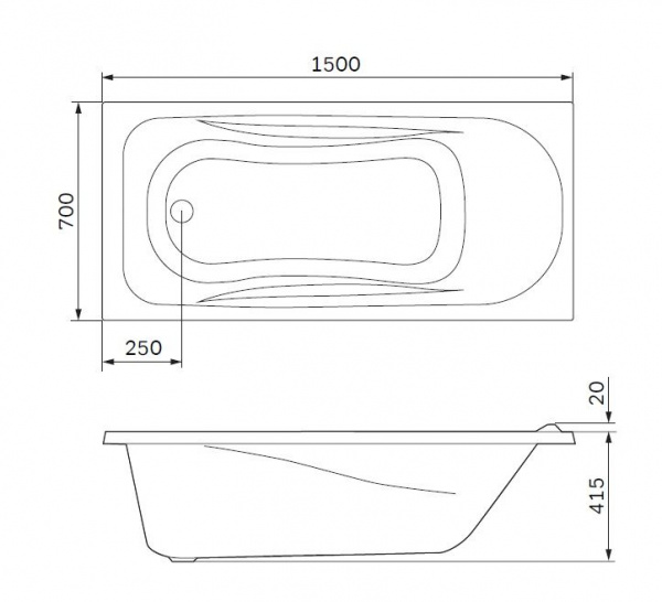 Ванна акриловая AM.PM Sense New 150x70 см, W76A-150-070W-A