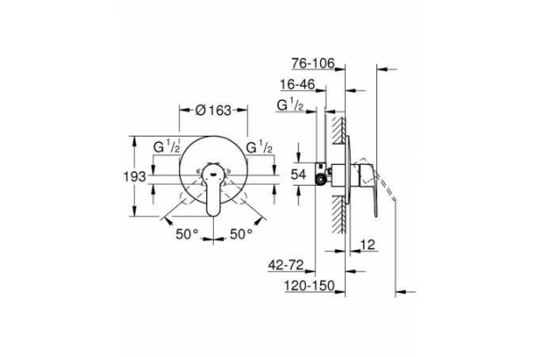 Смеситель для душа Grohe Eurostyle Cosmopolitan (внешняя и встраиваемая части), хром, 33635002