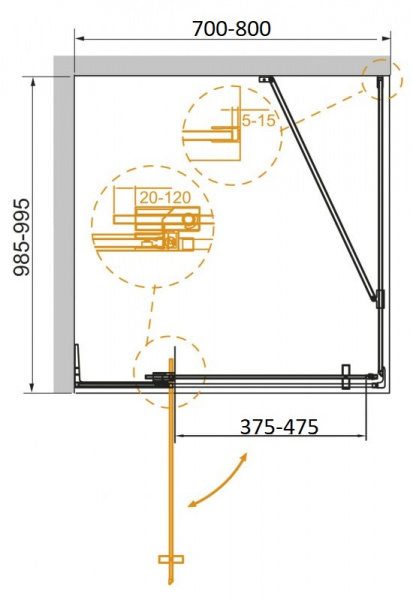 Душевая кабина Cezares SLIDER-AH-1-100-70/80-BR-Cr