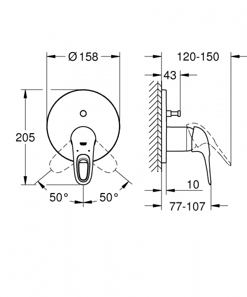 Смеситель для ванны Grohe Eurostyle 2015 Solid, внешняя часть, белая луна, 24049LS3