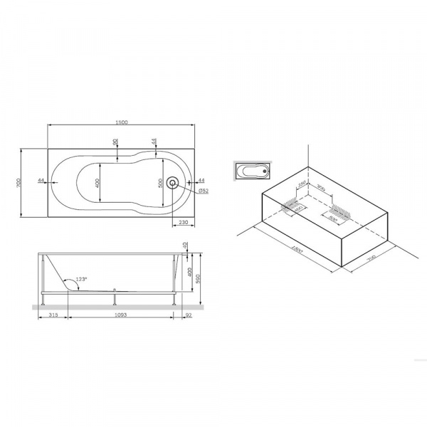 Панель фронтальная AM.PM X-Joy для ванны 150х70 см, W88A-150-070W-P