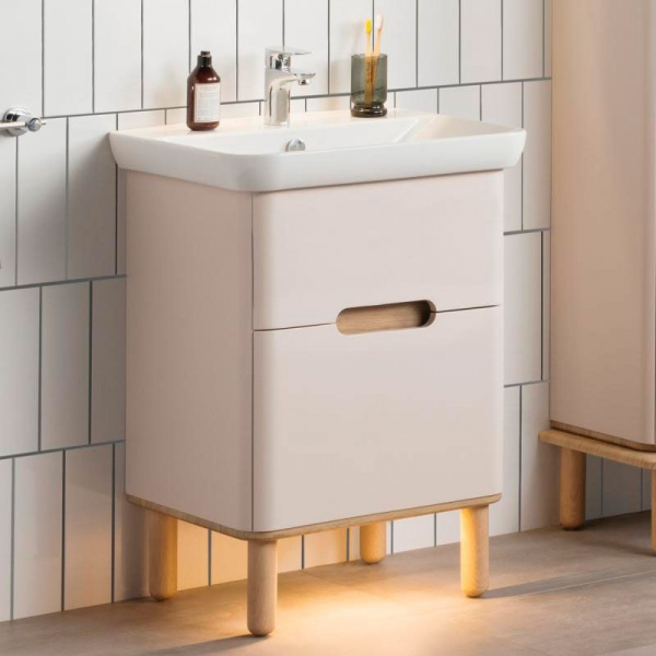 Тумба с раковиной Vitra Sento 80, с LED подсветкой, белый матовый, 60824