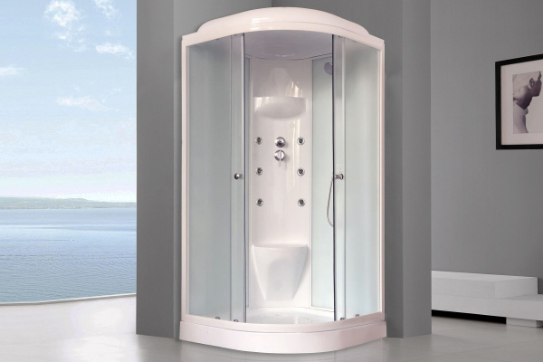 Гидромассажный бокс Royal Bath 100х100х217, белое/рифленое стекло, белый профиль, RB 100HK7-WС