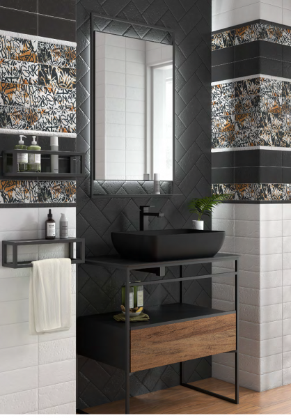Керамическая плитка настенная Kerama Marazzi Милан Граффити черный 20x9,9x8, 19061