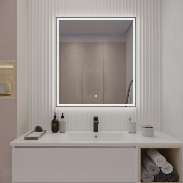 Зеркало Aqua de Marco Каррера 80*90 см, с LED-подсветкой, сенсорный выключатель, Car80/90