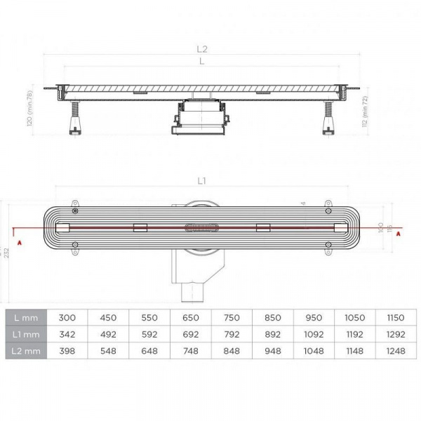 Душевой лоток Pestan Confluo Slim Line 650+, 13100027