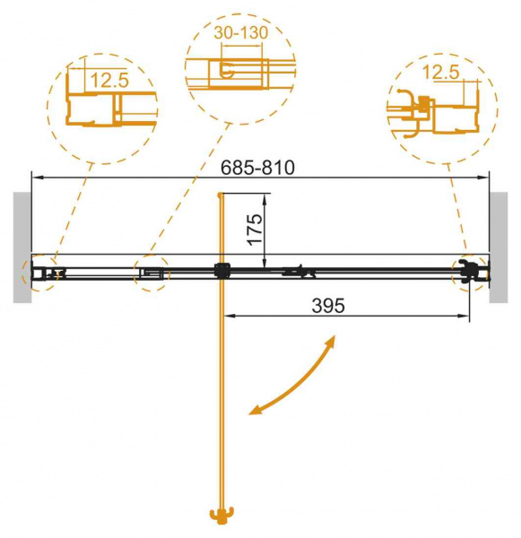 Душевая дверь Cezares VARIANTE-B-1-70/80-C-Cr