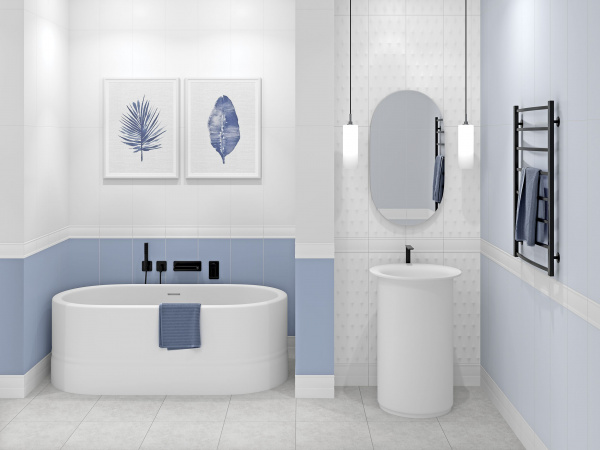 Керамическая плитка настенная Meissen Keramik Trendy  голубой 25x75 TYU041