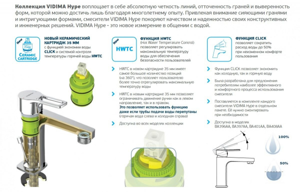 Смеситель Vidima HYPE для биде, хром BA397AA
