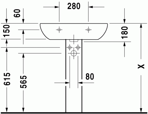 Раковина Duravit D-Code 65 с перел., с 1 отв. под смес., белый, 23106500002