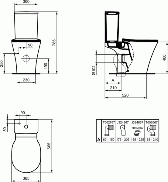 Унитаз напольный Ideal Standard CONNECT AIR AquaBlade, для монтажа с бачком, E009701