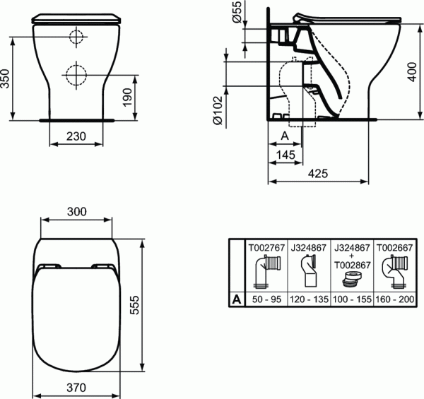 Унитаз приставной Ideal Standard Tesi AquaBlade, T007701