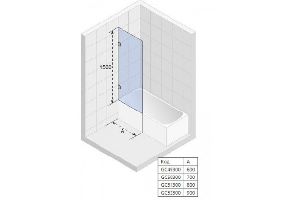 Шторка для ванны Riho SCANDIC S409 150х60, GC49300