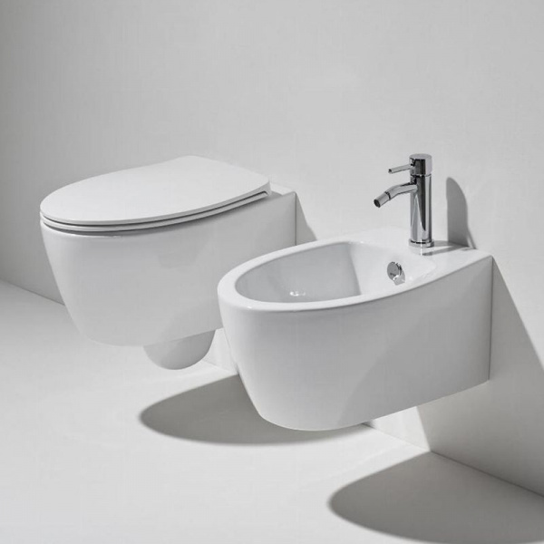 Унитаз подвесной Simas Lft Spazio, безободковый, 350х520х390, с креплением F85, цвет белый, LFT18bi+