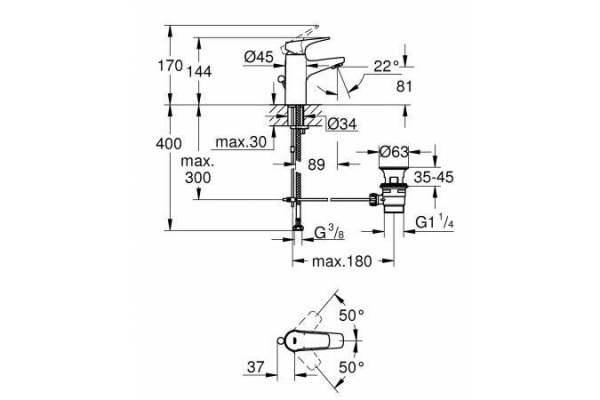 Смеситель для раковины Grohe BauFlow, хром, 23751000