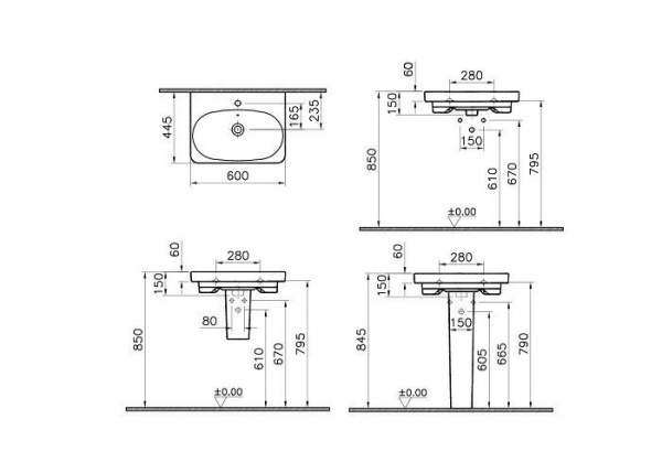 Раковина NEST, 60 см, цвет белый 5681B003-0001