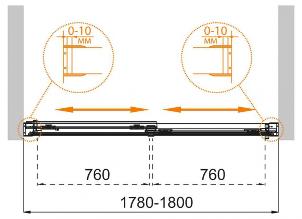 Душевая шторка на ванну Cezares TANDEM-SOFT-VF-2-180/145-C-Cr-IV