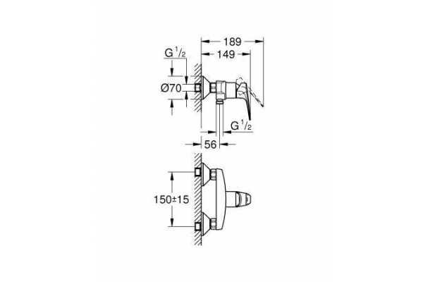 Смеситель для душа Grohe BauFlow, хром, 23632000