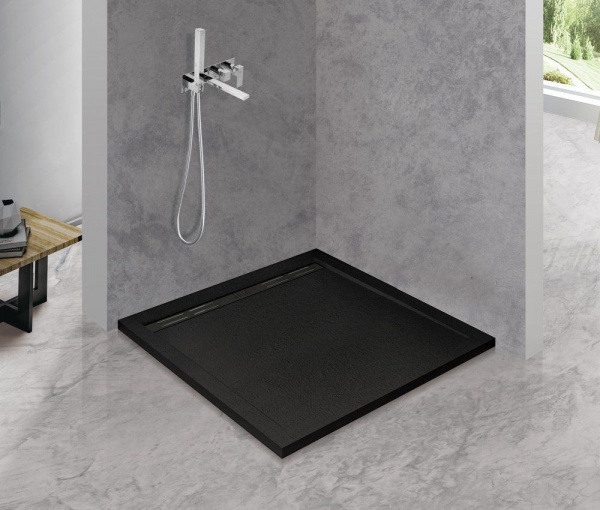 Поддон литой Cezares из искусственного мрамора, квадратный 900x900x30, TRAY-AS-A-90-30-NERO
