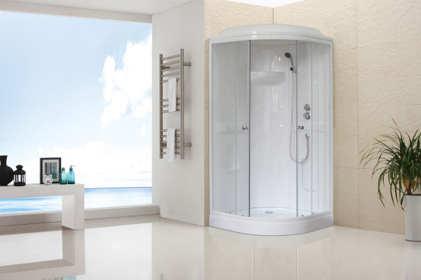 Гидромассажный бокс Royal Bath  90х90х217, прозрачное стекло, белый профиль, RB 90HK1-T