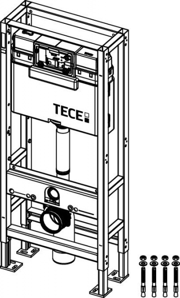 Инсталяция для унитаза TECEconstruct со сливным бачком Uni, на четырех опорах, высота установки 1120