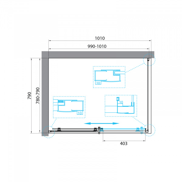 Душевая кабина BelBagno 80*100 см, профиль хром, UNO-195-AH-1-100/80-C-Cr