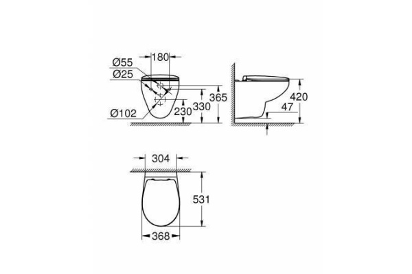 Унитаз подвесной Grohe Bau Ceramic, безободковый, с сиденьем микролифт, альпин/белый, 39351000