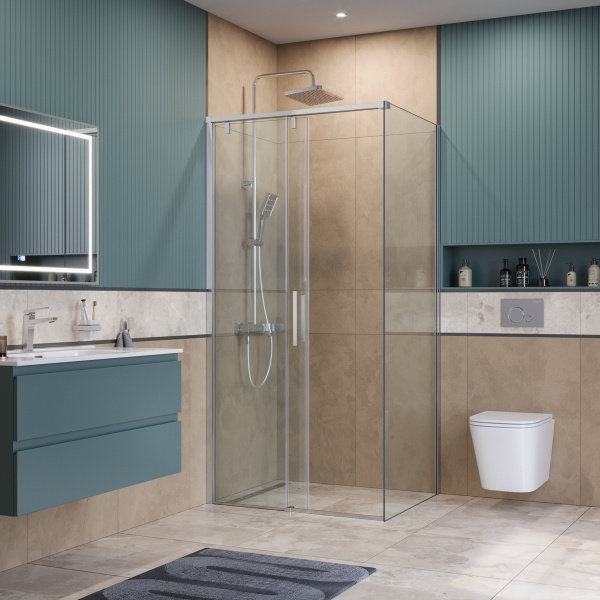 Душевая кабина BelBagno 100*80 см, профиль хром, SOFT_CLOSE-1-AH-1-100/80-C-Cr