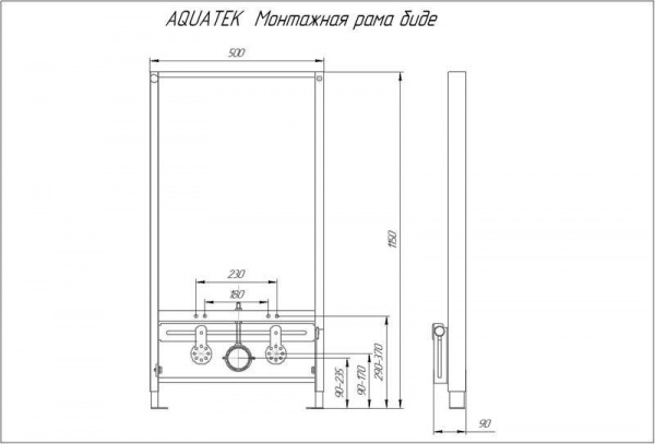 Монтажная рама для подвесного биде Aquatek Standart 1130*500*90, INSB-0000001
