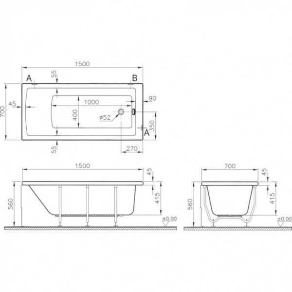 Фронтальная панель Vitra Neon, декоративная, 150, белый, 51500001000