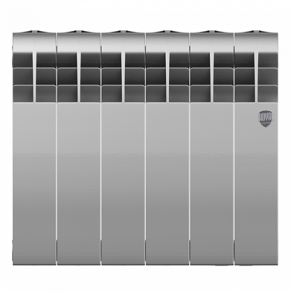 Радиатор биметаллический Royal Thermo BiLiner 350 /Silver Satin - 6 секций, серебристый, RTBSS35006