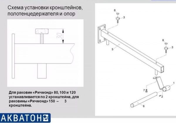 Комплект кронштейнов Акватон Ричмонд 80/100/120, 1A156103RD000