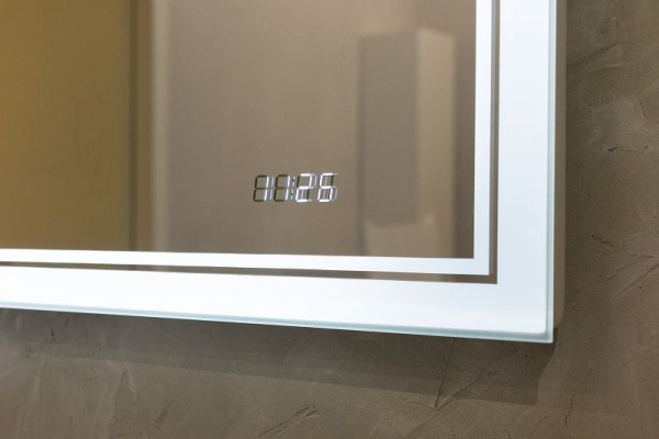 Зеркало Jorno Glass 65 с подсветкой часами и обогревом, Gla.02.60/W