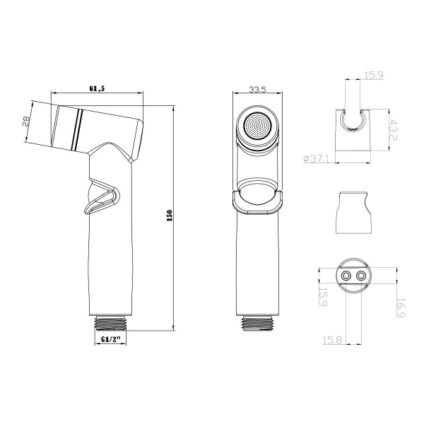 Гигиенический душ Lemark (лейка, шланг, держатель), LM8088C