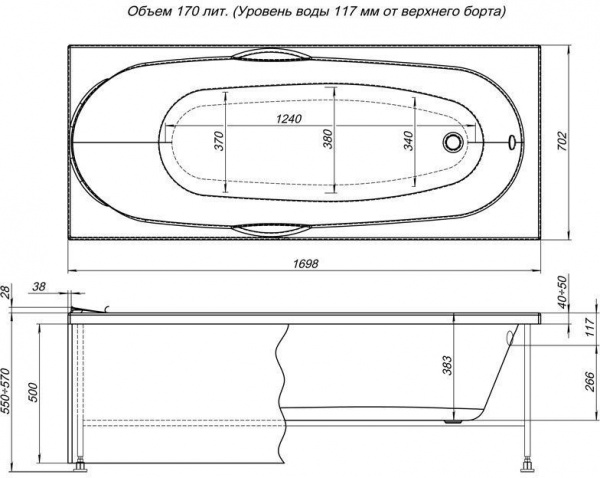 Фронтальная панель для ванны Aquanet Dali 170