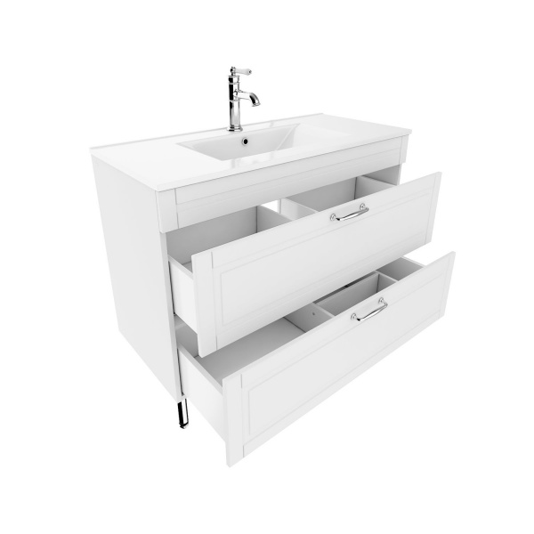 Тумба с раковиной IDDIS Oxford, напольная, 100 см, белая, OXF10W1i95K