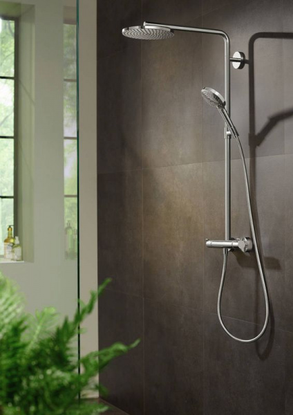 Душевая система Hansgrohe Raindance Select S Showerpipe 240 1 jet with PowderRain с термостатом, пол
