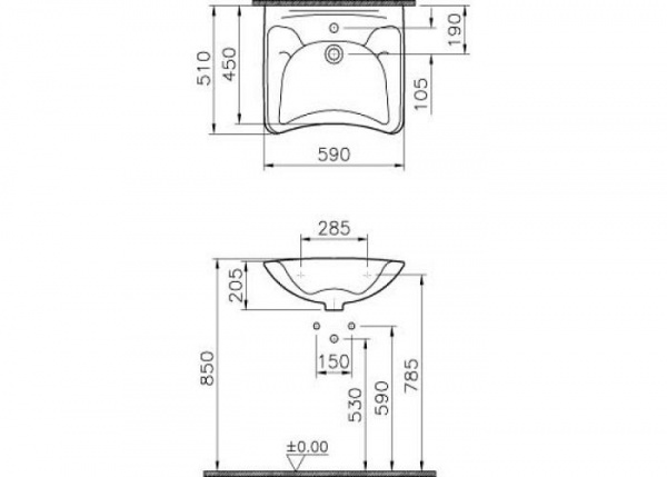 Раковина  Arkitekt, 60 см, цвет белый 6147B003-0001 (Замена на код 5289B003-0001)