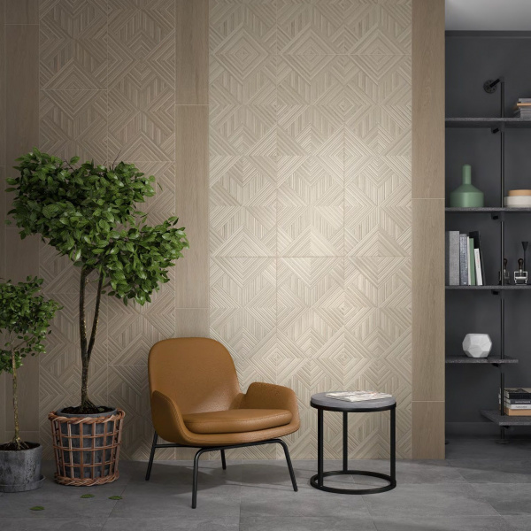 Керамическая плитка настенная Kerama Marazzi Милан Ламбро бежевый структура 40x120, 14033R