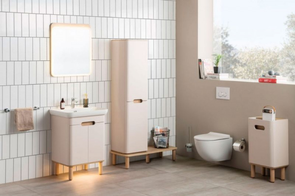 Шкаф-пенал Vitra Sento 40 R, с корзиной для белья, белый матовый, 60842