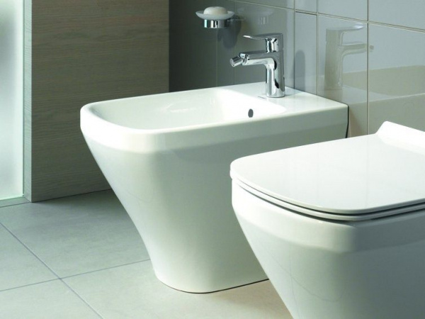 Биде напольное приставное Duravit DuraStyle с 1 отв под Смеситель. с креплением, белый, 2283100000
