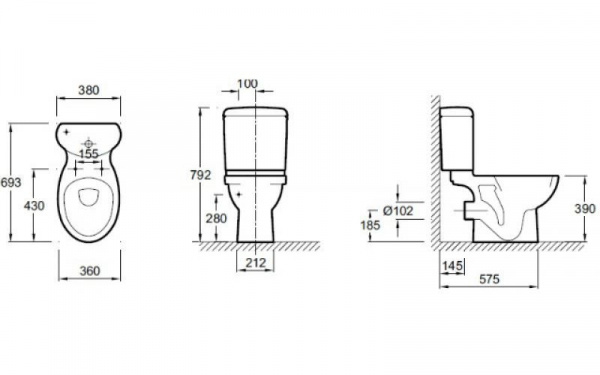 Унитаз  Jacob Delafon  PATIO /69,5x39x36/, 4101G-00
