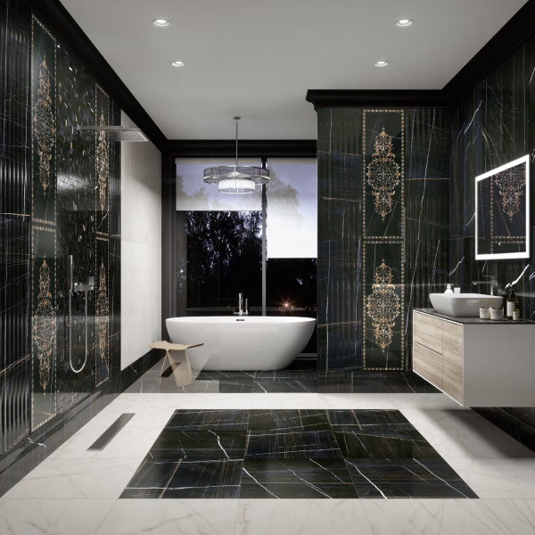 Керамическая плитка напольная Kerama Marazzi Милан Греппи черный 60x119,5 SG567102R
