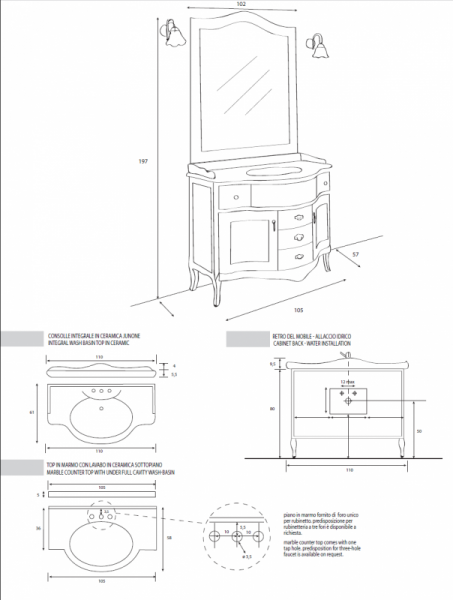 Зеркало Cezares RUBINO 98x112, RUBINO.SP.BLO Bianco Laccato Opaco